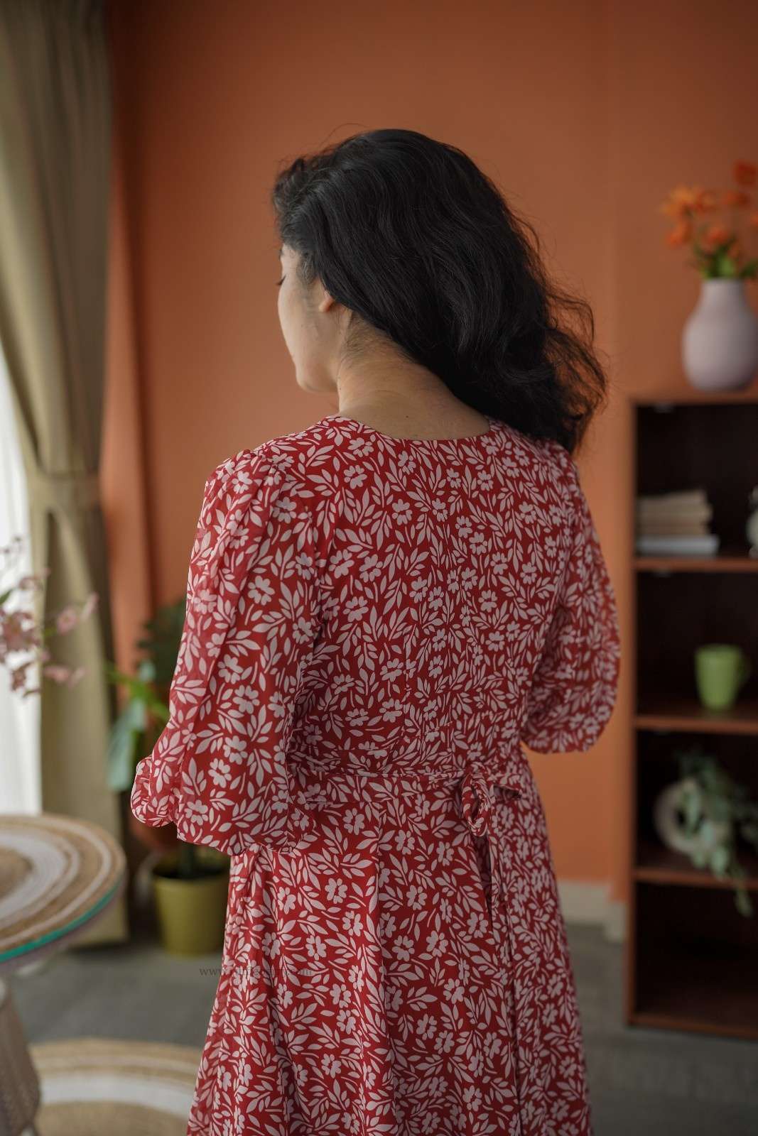 niva scarlet red georgette dress