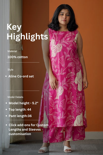 Bloom Pink Abstract Cotton Co-Ord Set