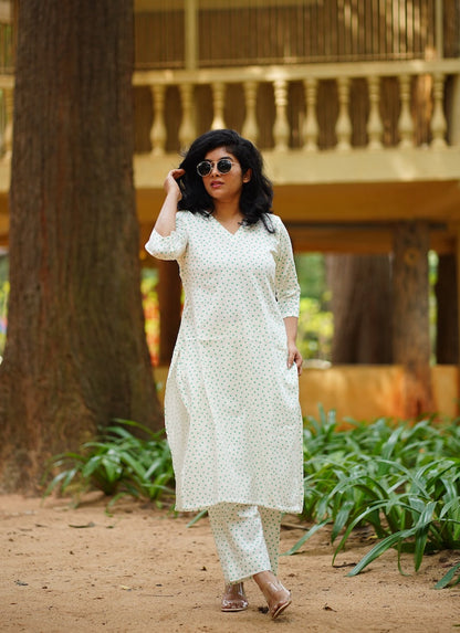 White Cotton  Co-ord Set