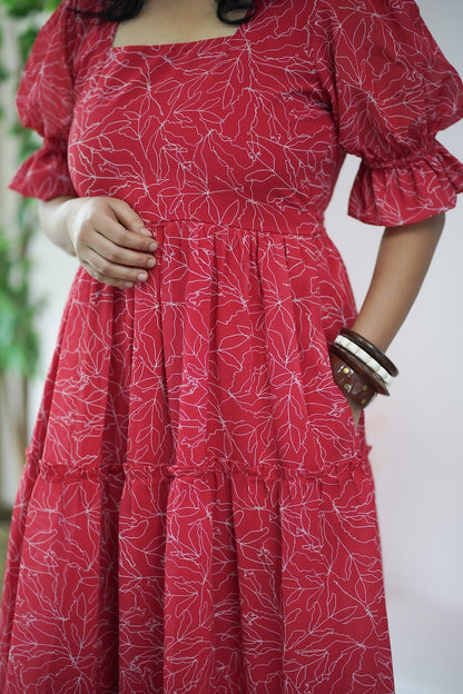 Arina TomatoRed Georgette dress