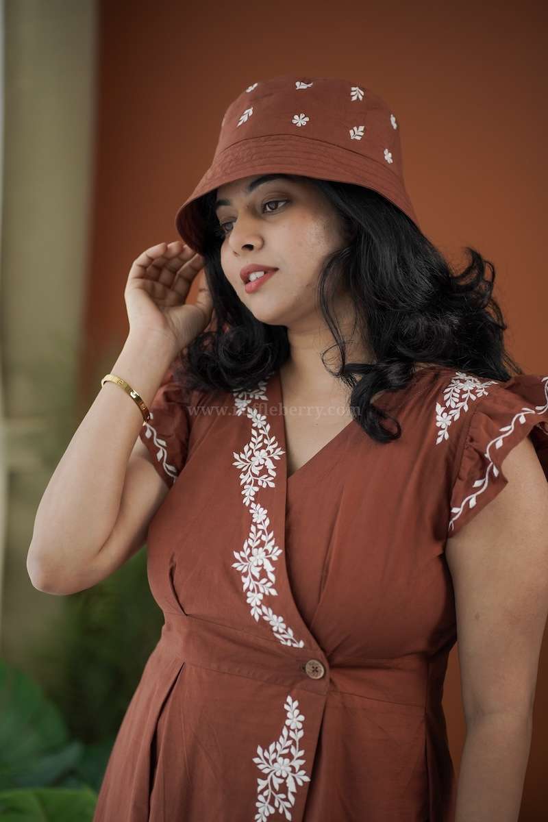 sara cotton embroidered wrap dress