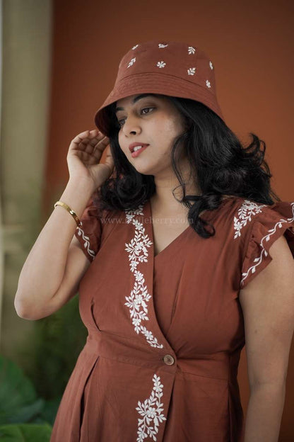 Sara Cotton Embroidered Wrap Dress