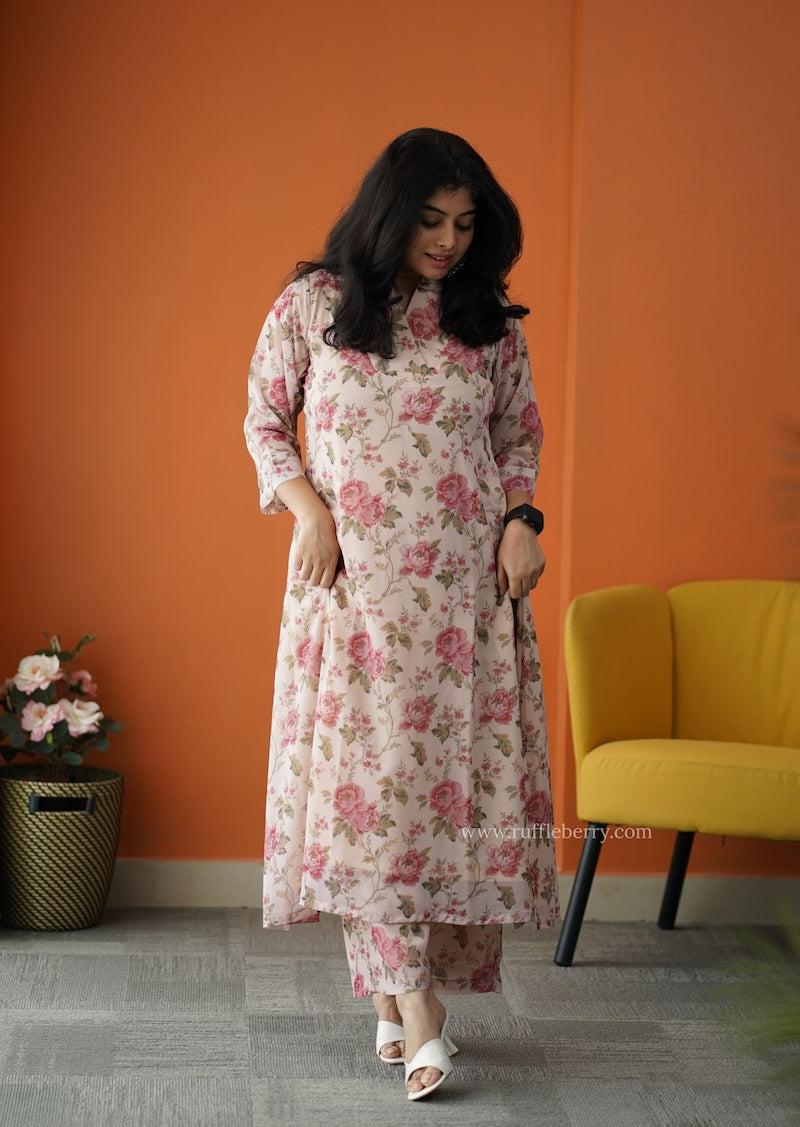 varang beige georgette co-ord set