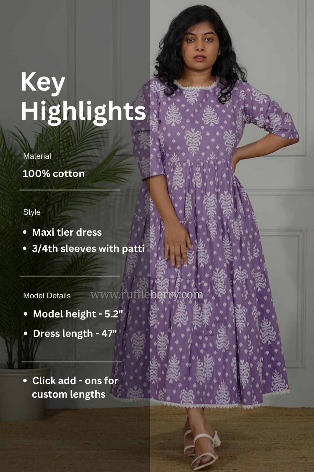 j-pop lavender cotton tier dress