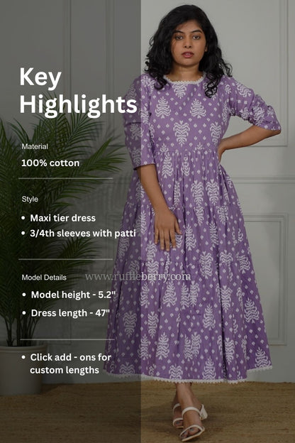 J-POP Lavender Cotton Tier Dress