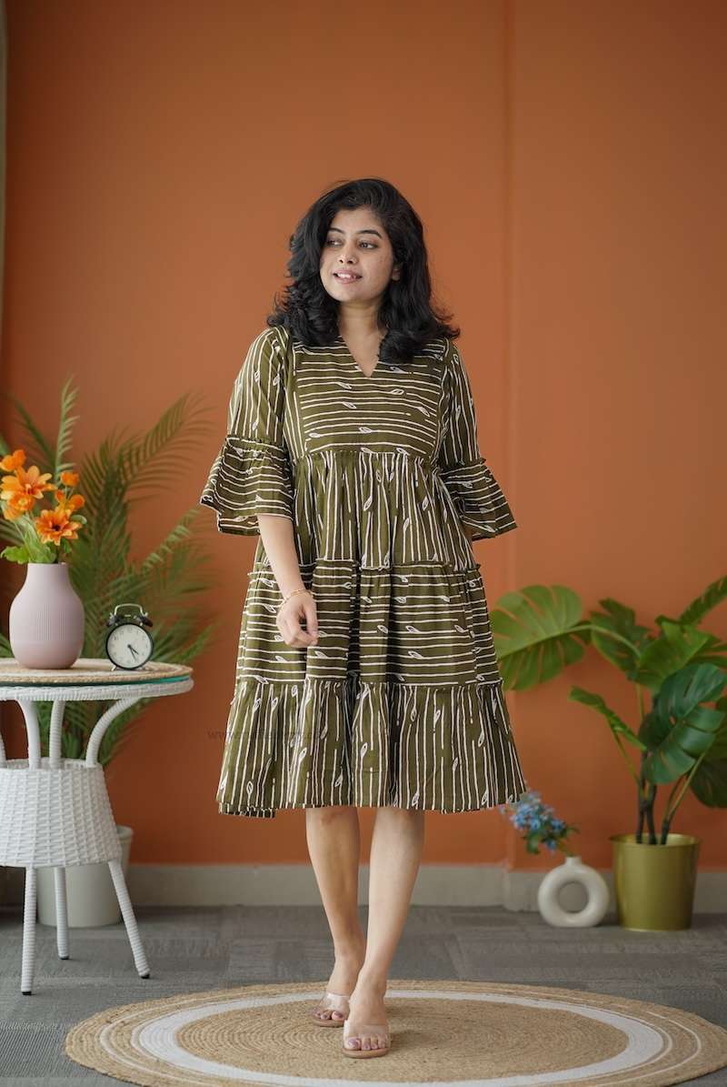 BarB OliveGreen Cotton Dress