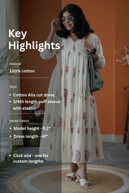Jundaze White Cotton tier Dress