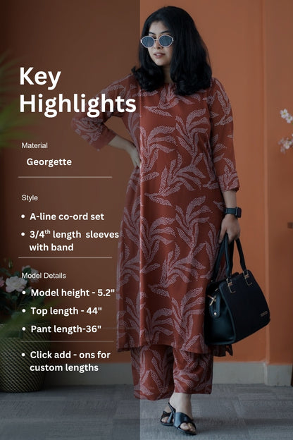 Taara Brown Georgette Co-Ord Set