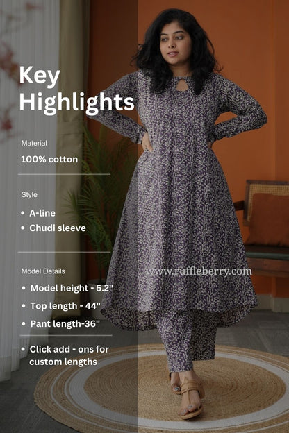 Ayat Purple Cotton Co-ord Set