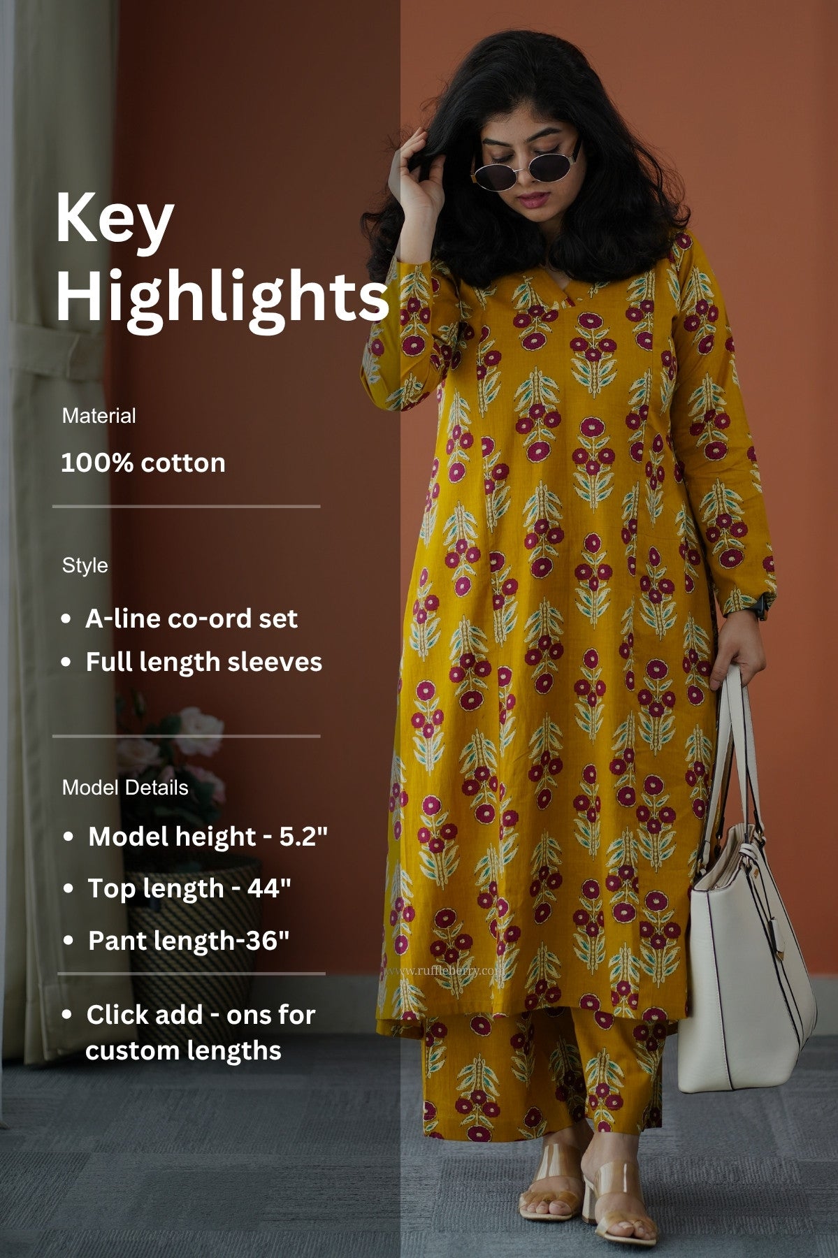 julie mustard cotton co-ord set