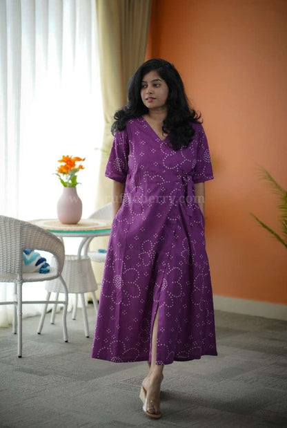 Augusta Violet Cotton Wrap Dress
