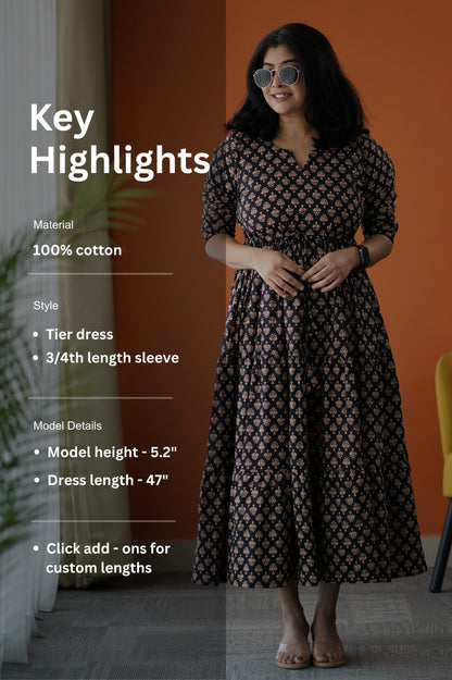 SumLove Black Cotton Tier Dress