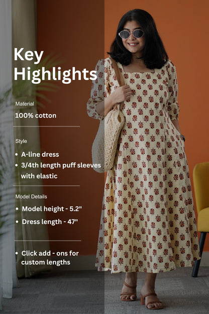 SumLove Cream Cotton Aline Dress