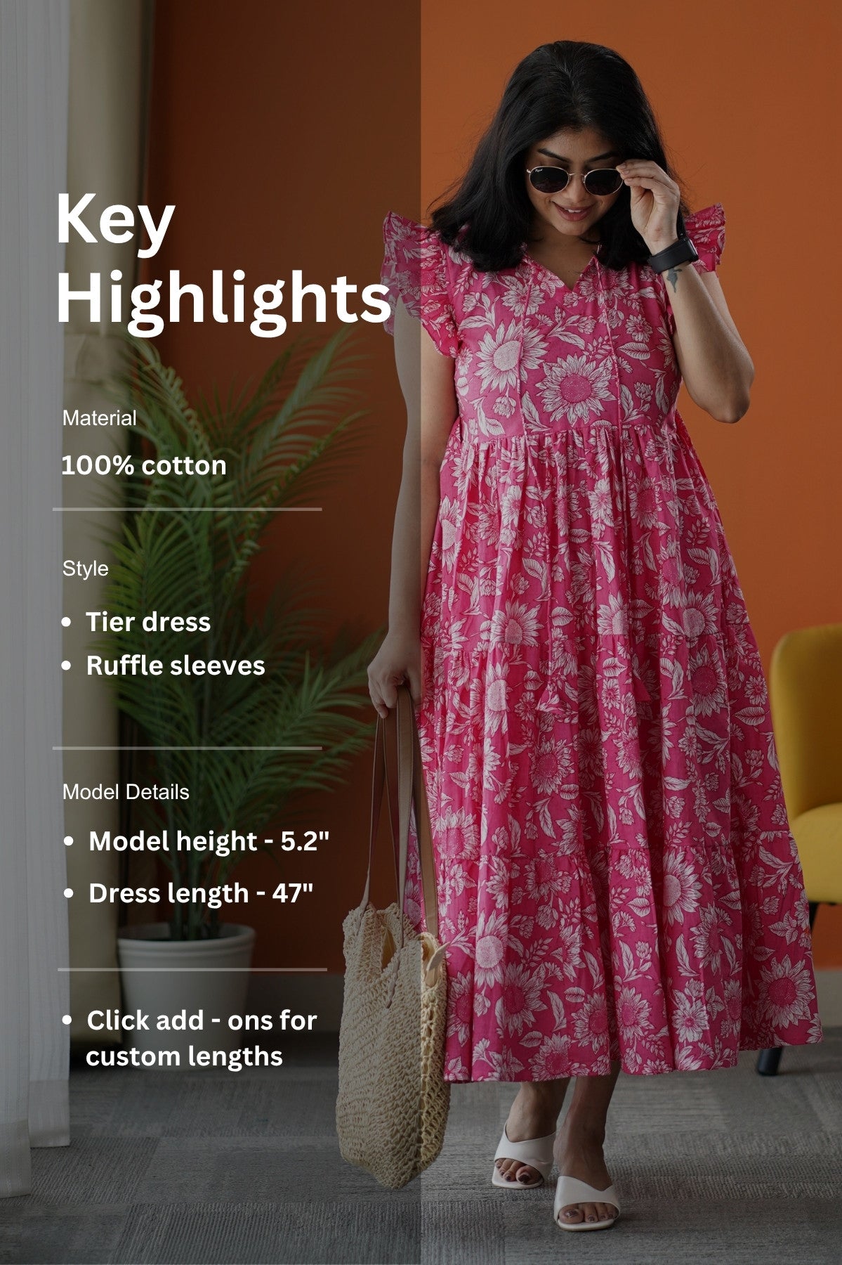 sumlove pink cotton tier dress