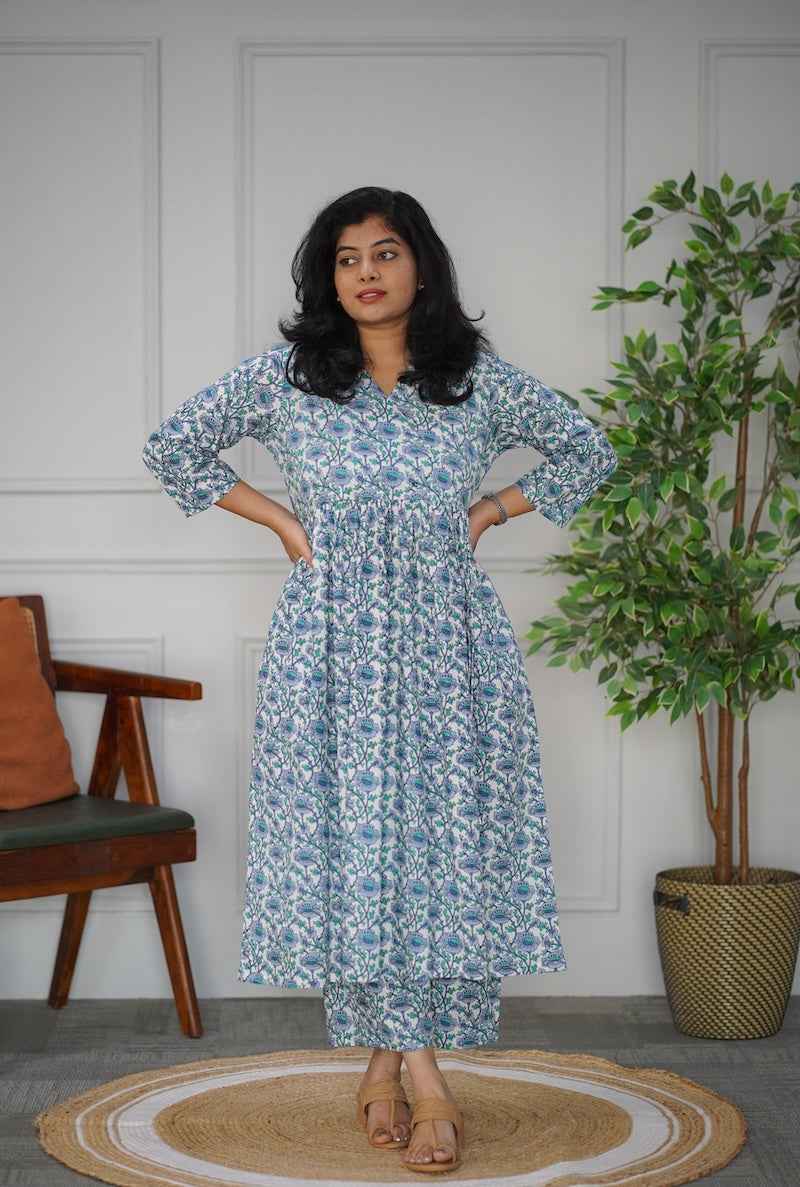 bluewhite cotton co-ord set