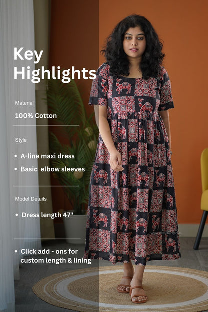 Lela Boho Black Cotton Tier Dress