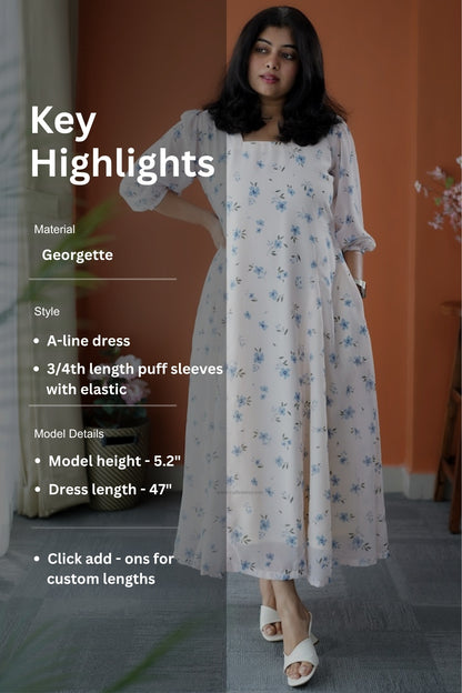 JunaLuv White Georgette A-line Dress