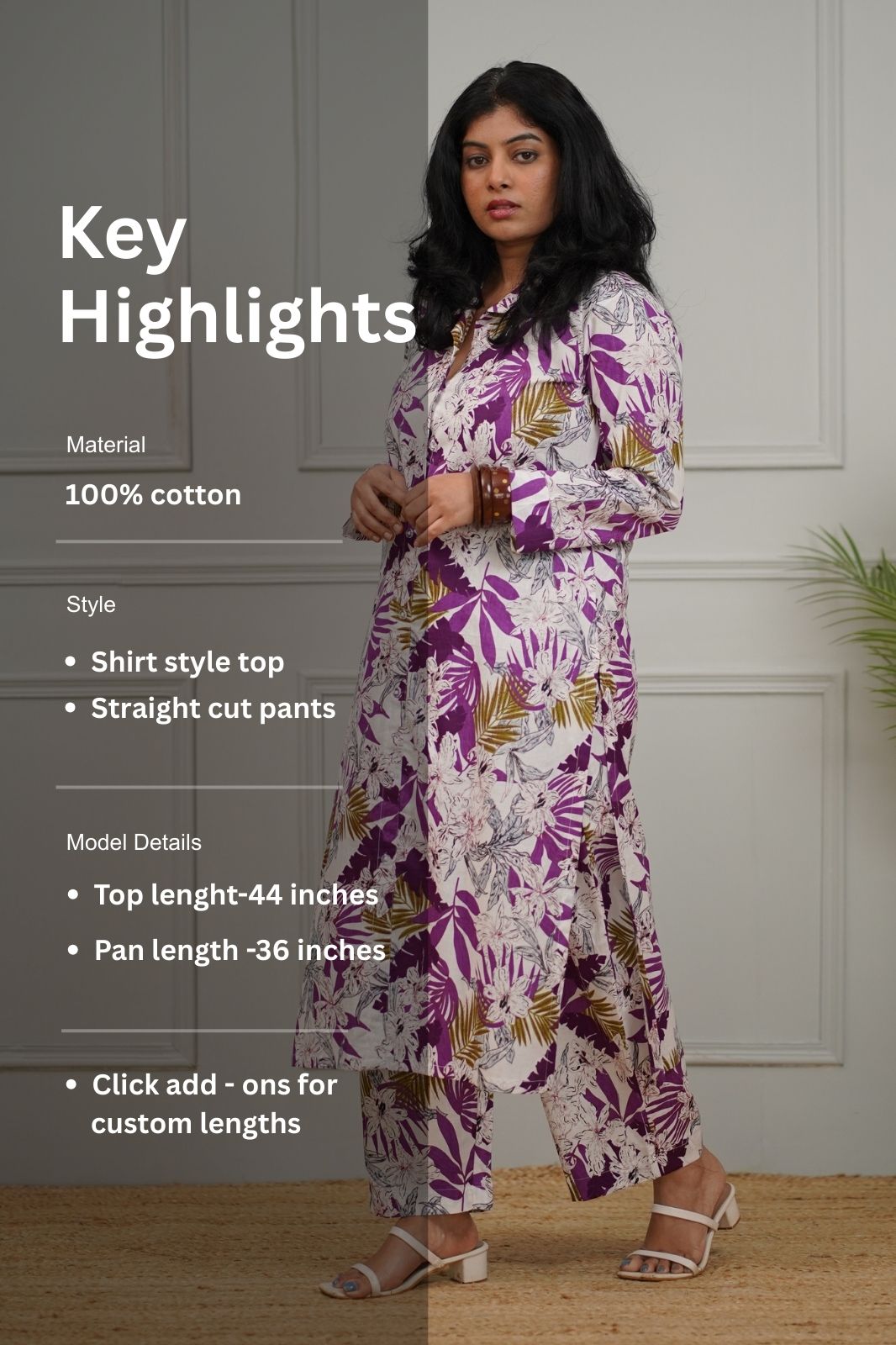 kanmani white floral cotton co-ord set