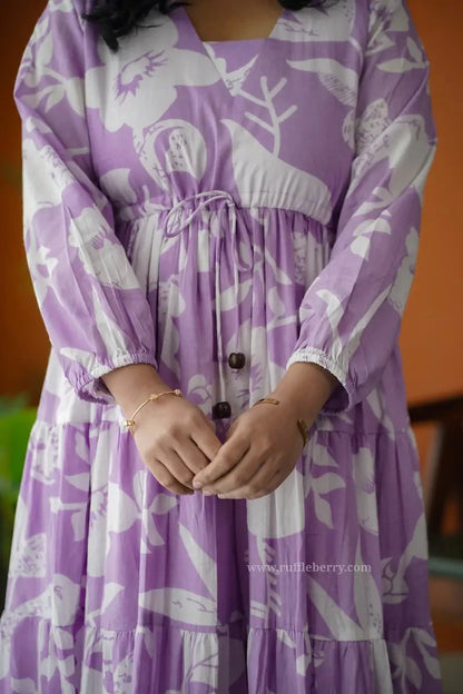 Augusta Violet Floral Cotton Tier Dress