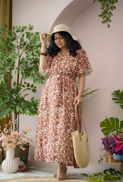 Maira Caramel Georgette Dress
