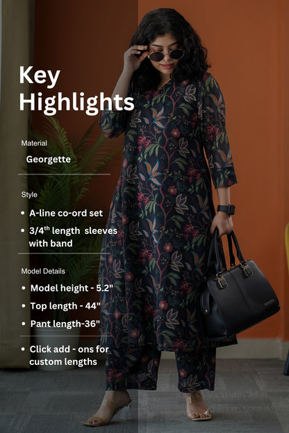 Raaga Black Georgette Co-ord Set
