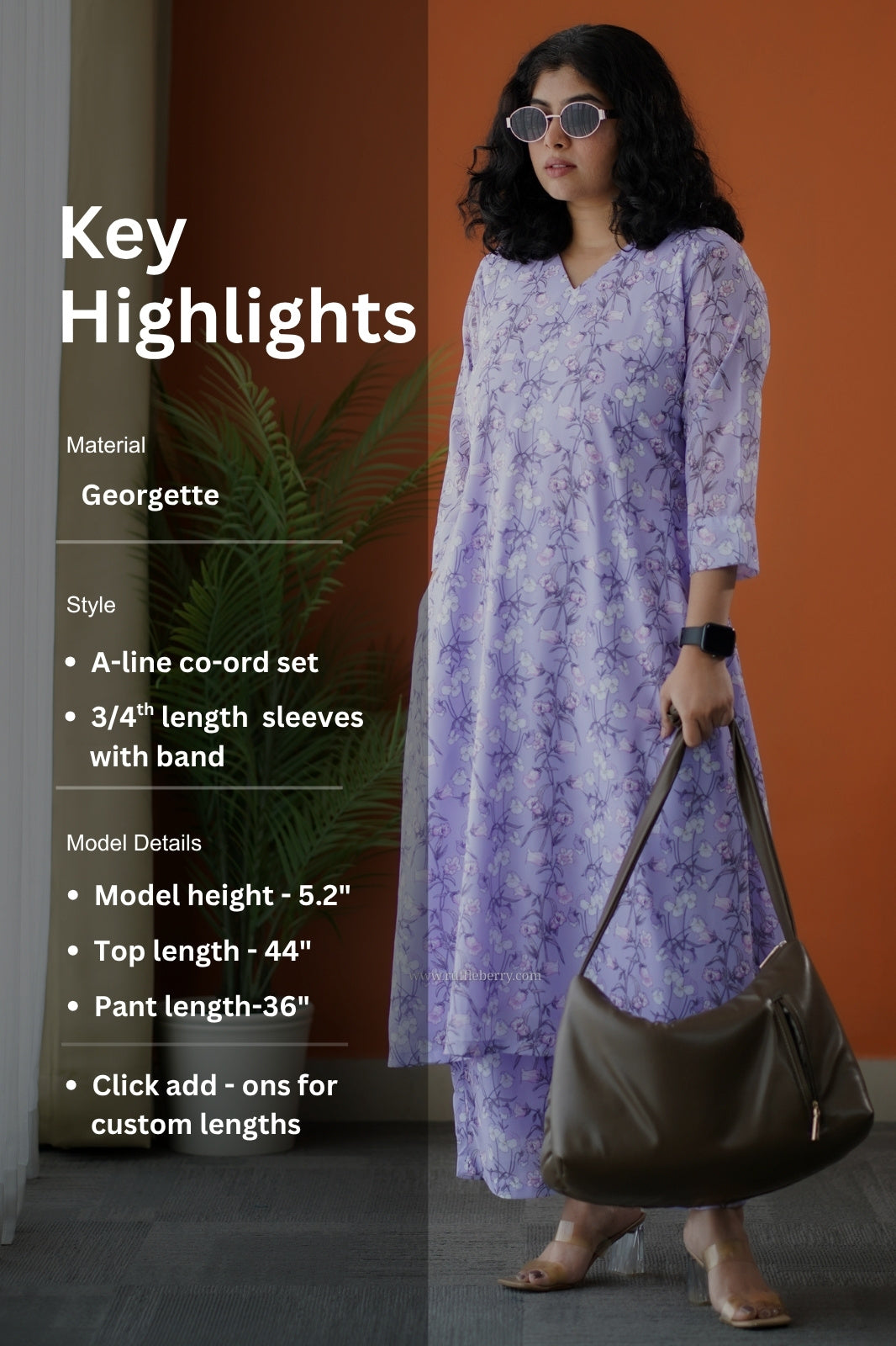 raaga lavender georgette co-ord set