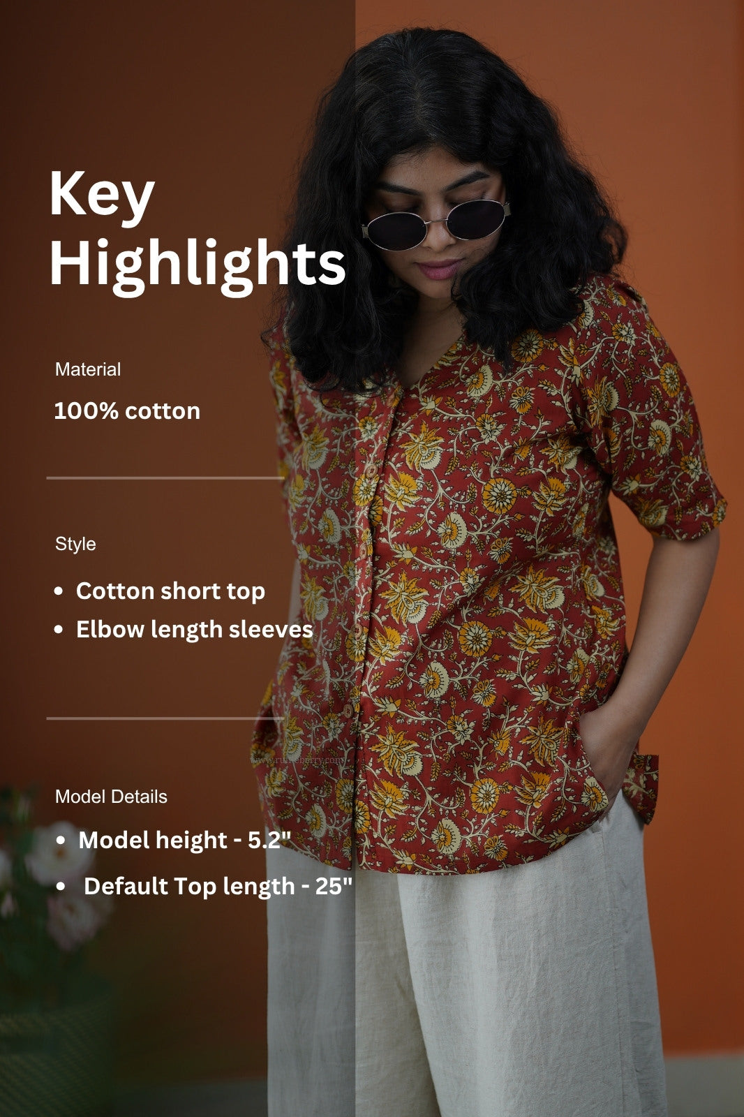 rust cotton wrap top