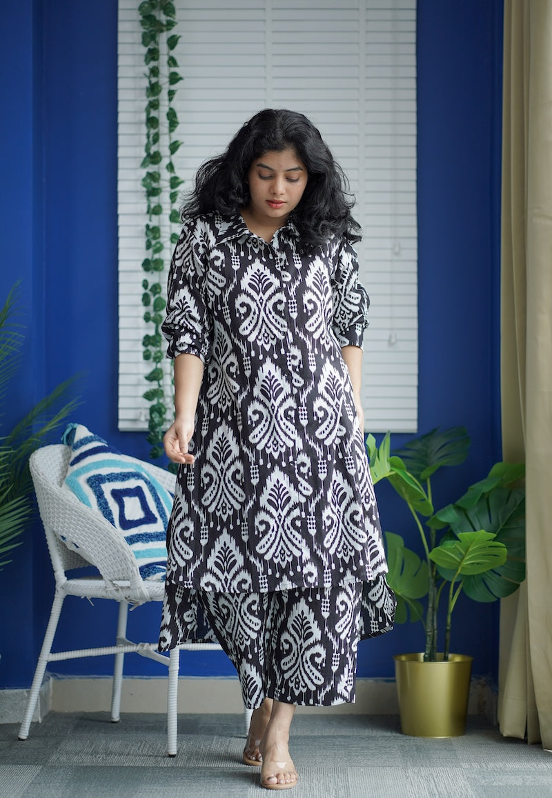 jaan black & white cotton co-ord set