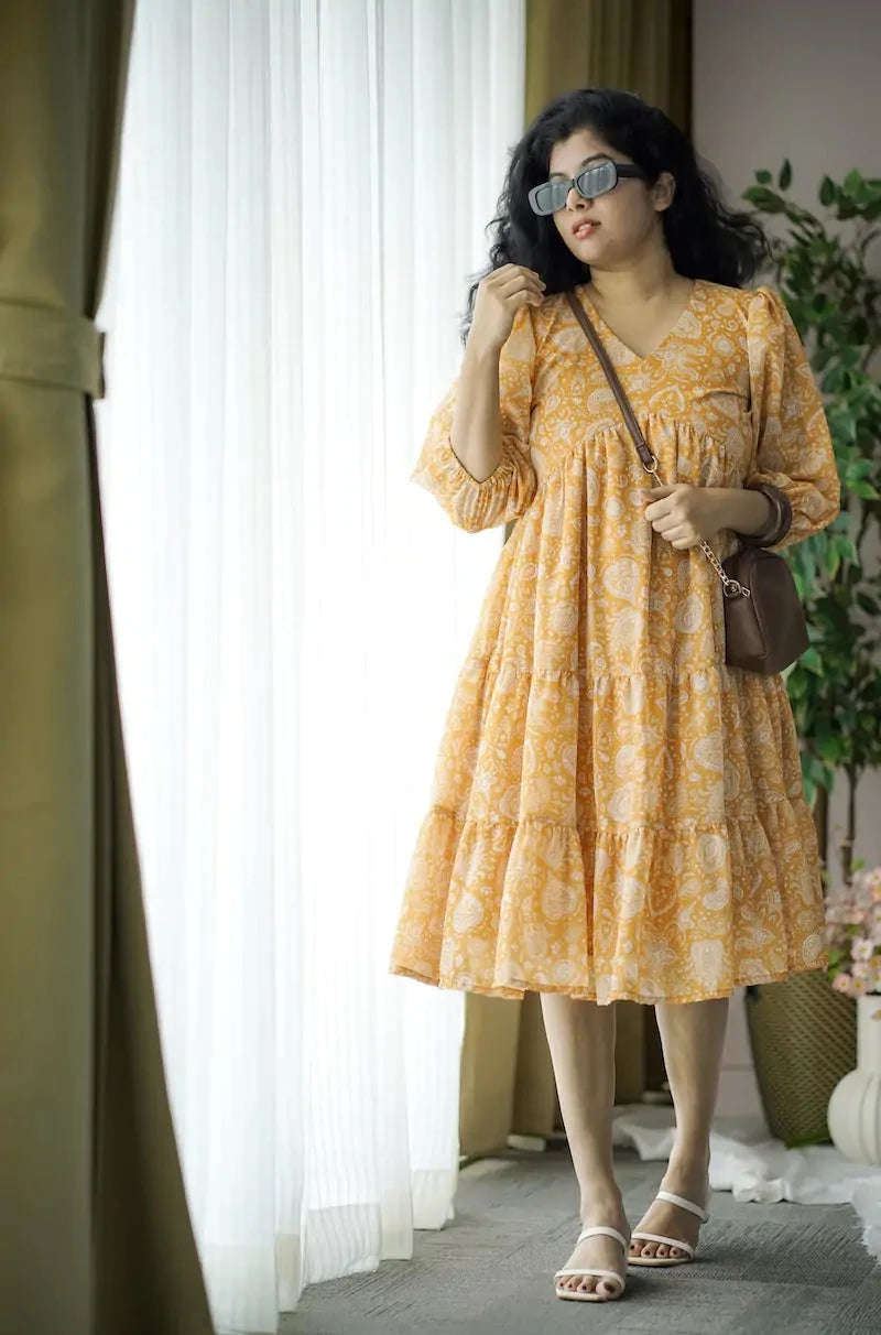 maira paisley georgette dress