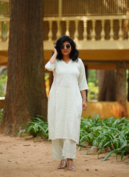 White Cotton  Co-ord Set