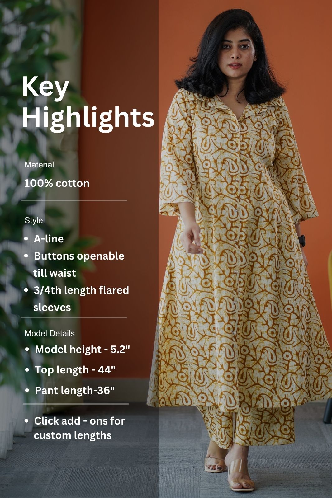 june yellow cotton co-ord set