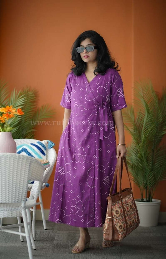 Augusta Violet Cotton Wrap Dress