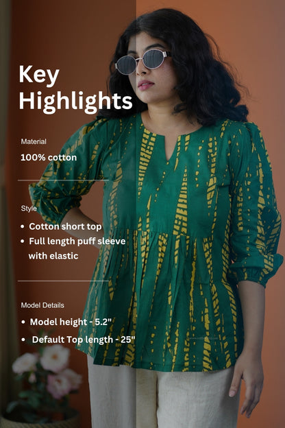 Dark Green Cotton Short Top