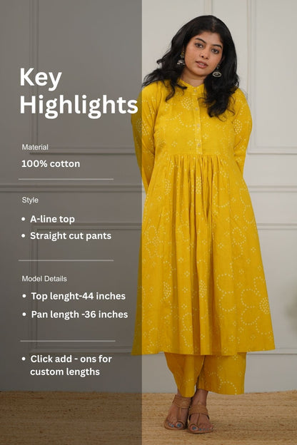 Kanmani Yellow Cotton Co-ord Set