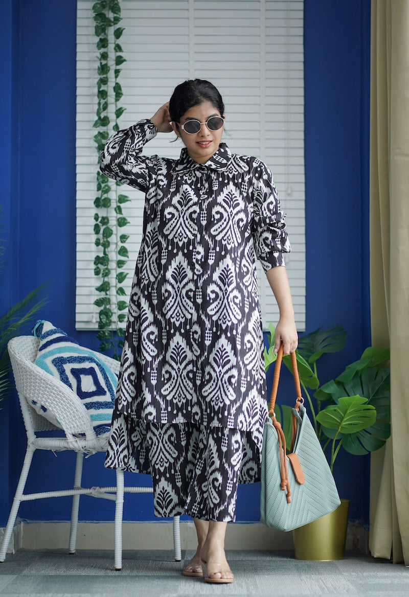 jaan black & white cotton co-ord set