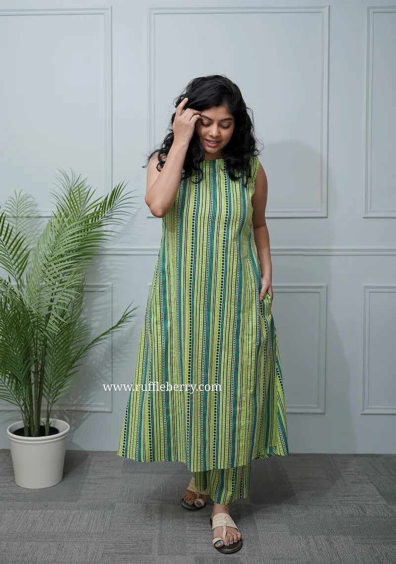 kinni green cotton co-ord set