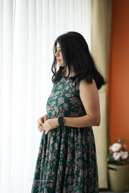 Forget Me Not Forest Georgette Dress