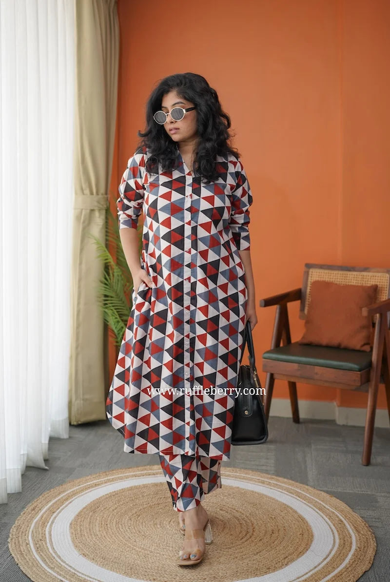 ravina abstract cotton co-ord set