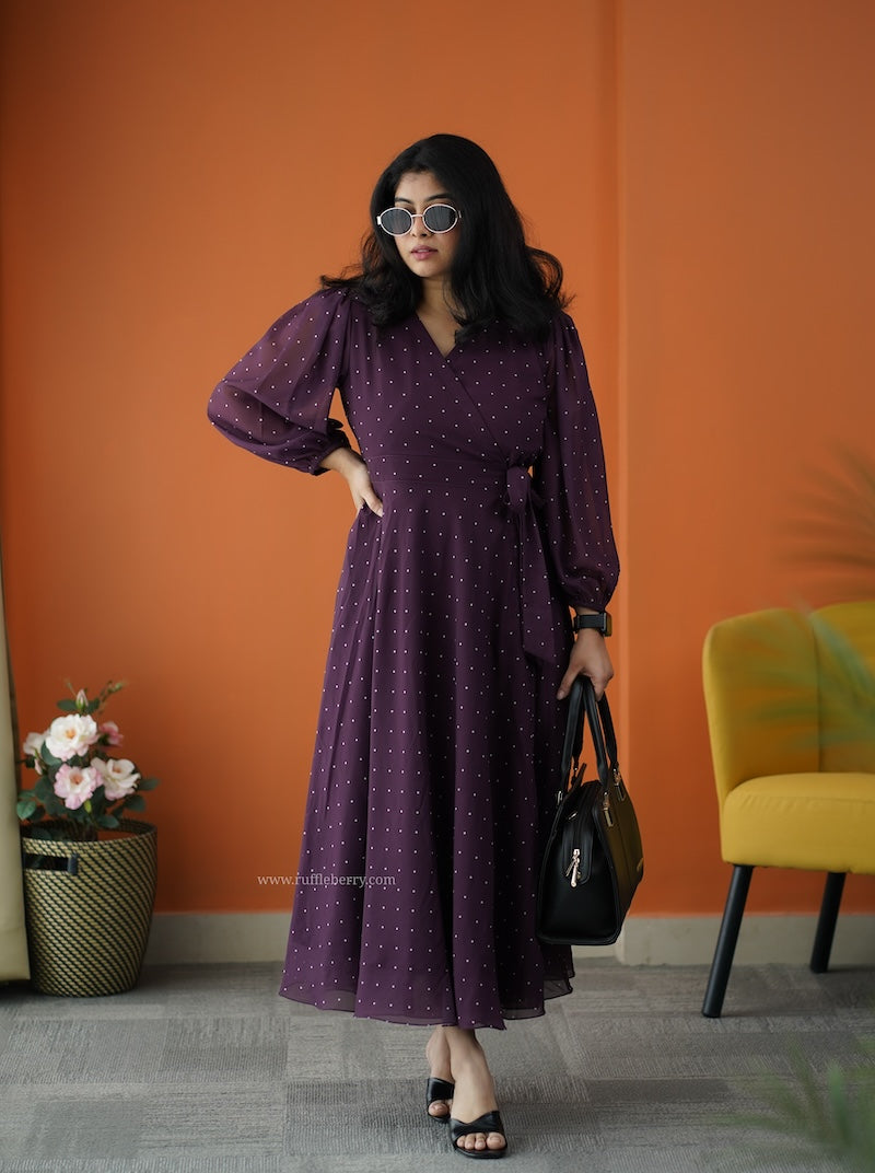 forget me not grape georgette dress