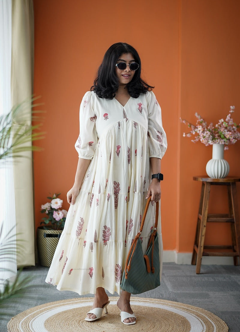 jundaze white cotton tier dress