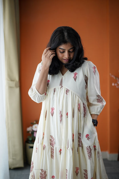 Jundaze White Cotton tier Dress