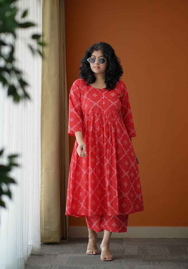 piku vibrant red co-ord set