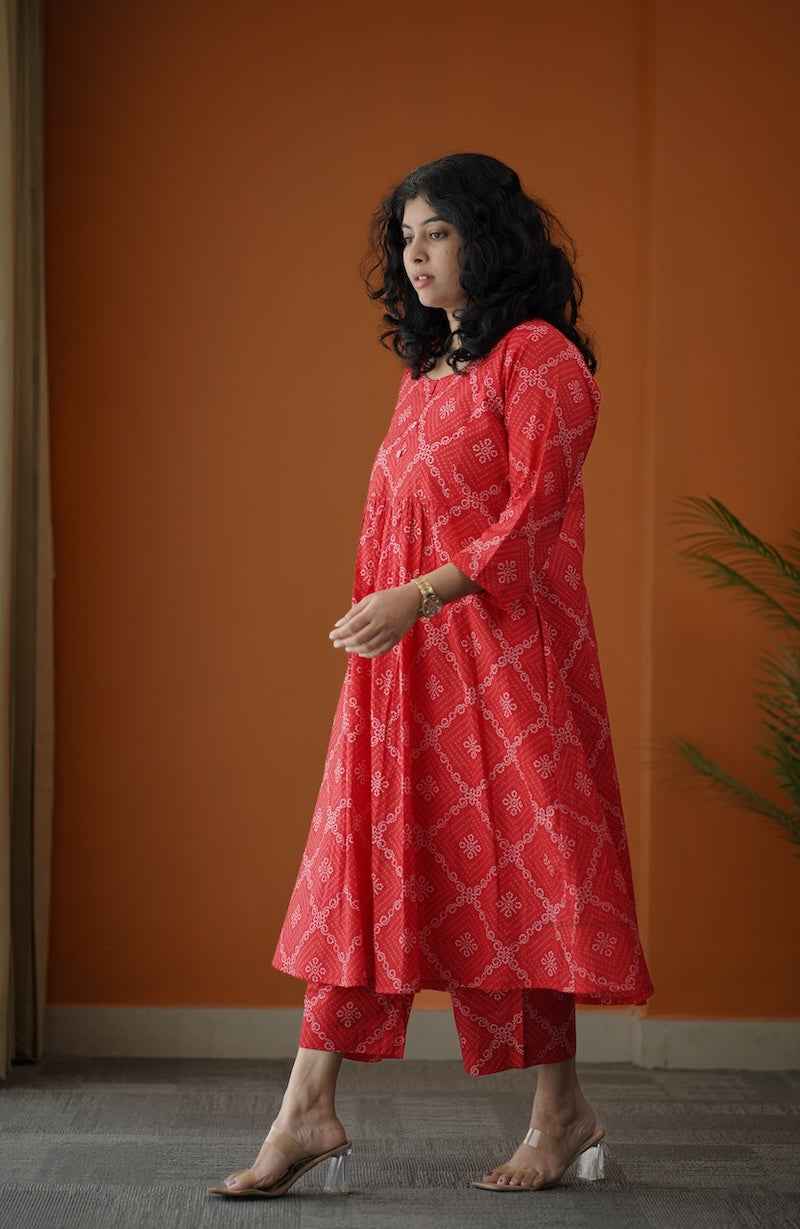 Piku Vibrant red co-ord set