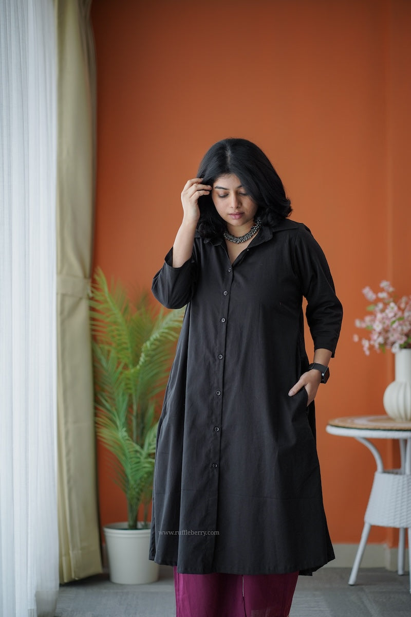 pyari black & burgundy cotton co-ord set