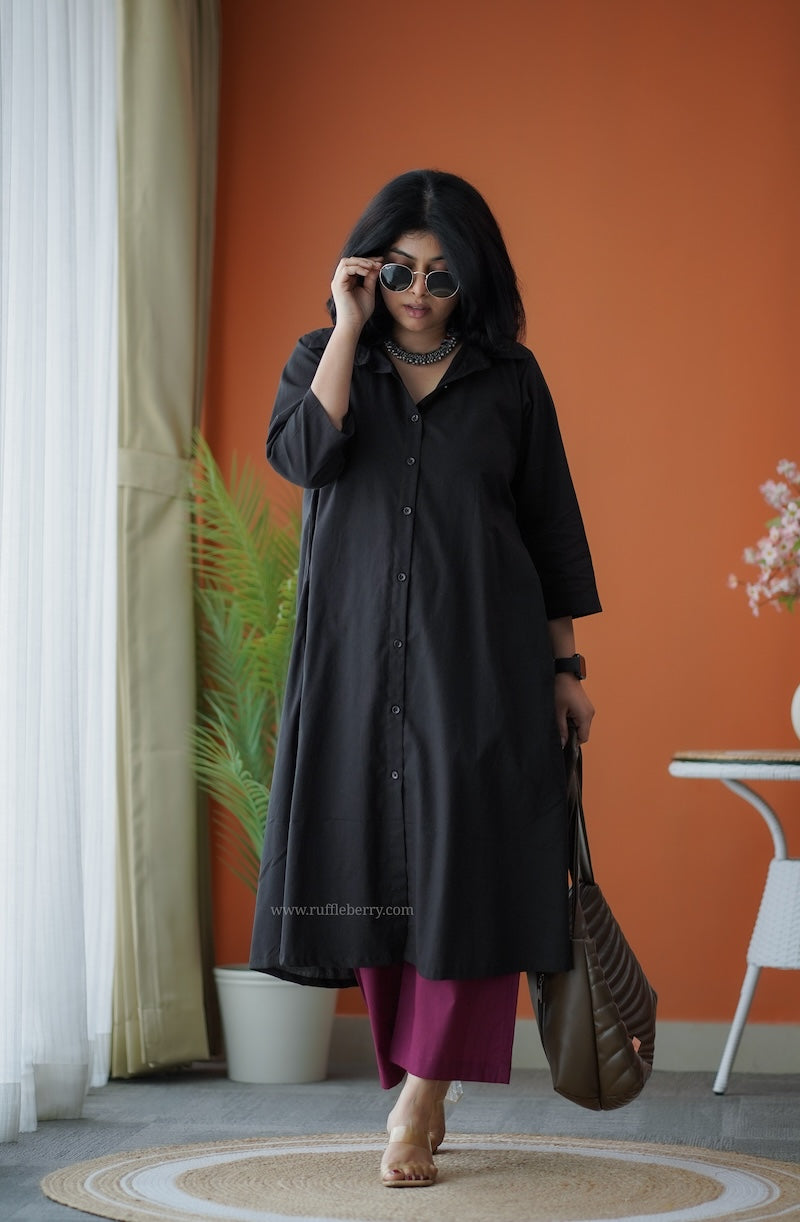 pyari black & burgundy cotton co-ord set