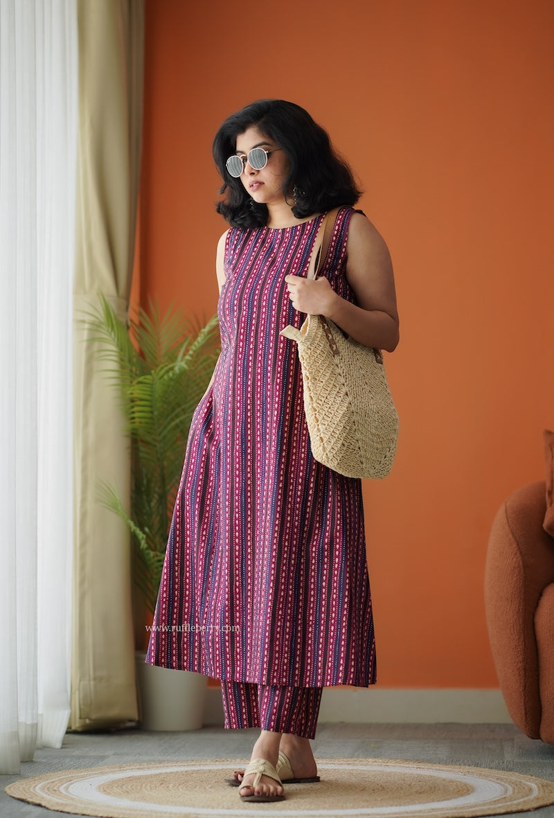 pyari plum a-line cotton co-ord set