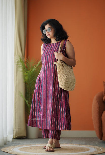 Pyari Plum A-line Cotton Co-Ord Set