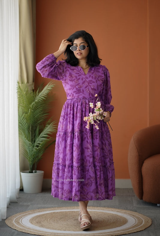 Breeze-In Violet Georgette Tier Dress