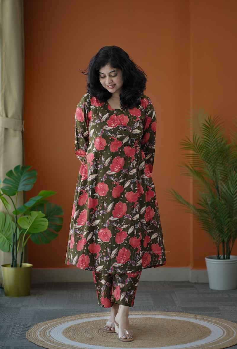 piku mehendi green wrap co-ord set