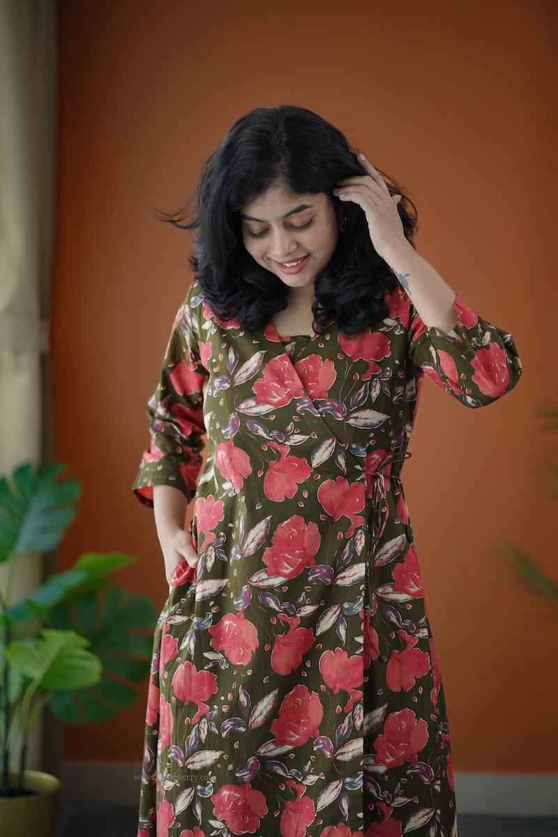 Piku Mehendi green wrap co-ord set